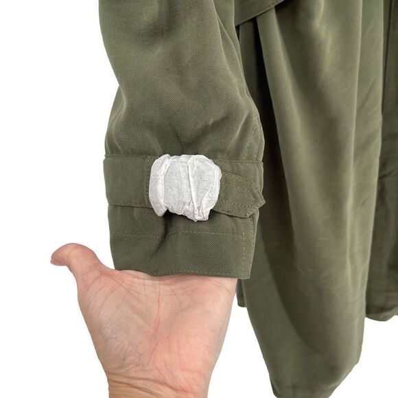 Club Monaco Elima Trench Coat Belted Soft Relaxed Fit Women Small Olive Green - Picture 10 of 11